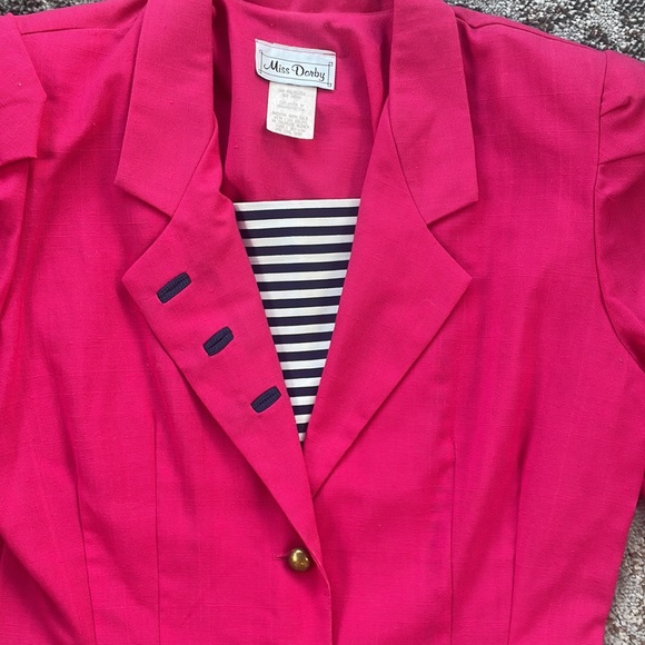 Miss Dorby Vintage Collared Button Down Dress Hot Pink 16 - Picture 3 of 7